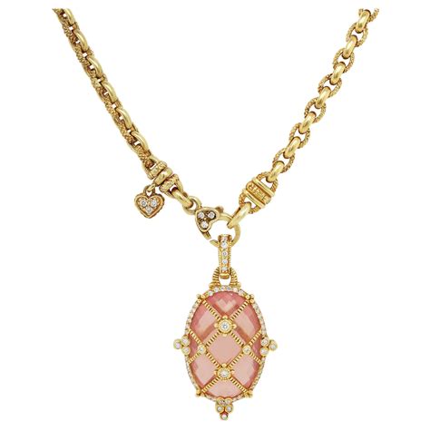 Judith Ripka Chain Necklace With Diamond And Gold Heart Enhancer At