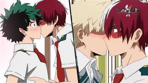 Tododeku And Bakutodo Todobaku Kiss On Todoroki S Bday Todoroki X Midoriya Bakugo X