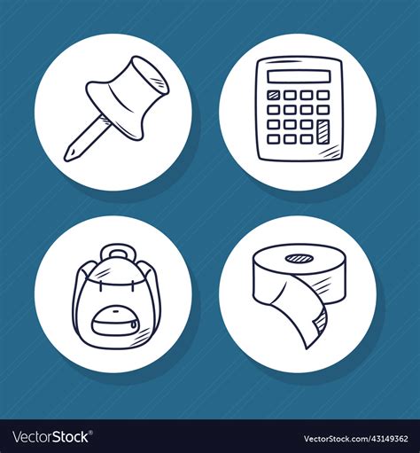 School Icon Collection Design Royalty Free Vector Image