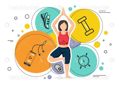 Health And Fitness Concept Graphic Women S Fitness Vector