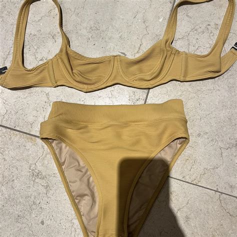 Zulu And Zephyr Yellow Ribbed Bikini Both Pieces Depop