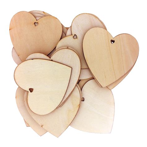 50 Pack Of Wooden Heart Decorations Tinyyo