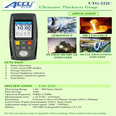 Accuplus Ultrasonic Thickness Gauge UTG222C 1 00 225 0mm At Rs 12500