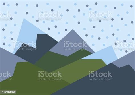 Vector Panoramic Mountain Cartoon Landscape Natural Landscape In The