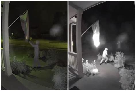 Doorbell Camera Captures Moment Man Burns Pride Flag Outside Nebraska