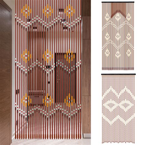 Anminy Wooden Bead Door Curtain String Bohemian Bamboo Room Divider