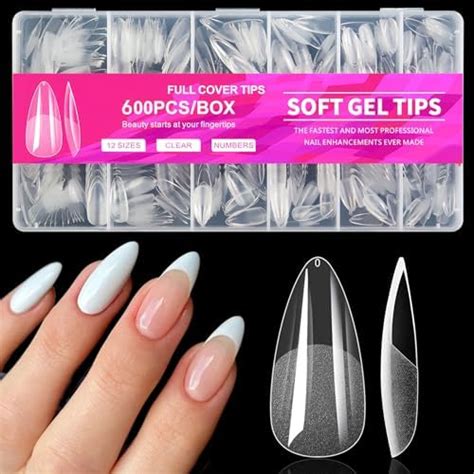 Tomicca Medium Coffin Soft Gel Nail Tips 504pcs Clear Full