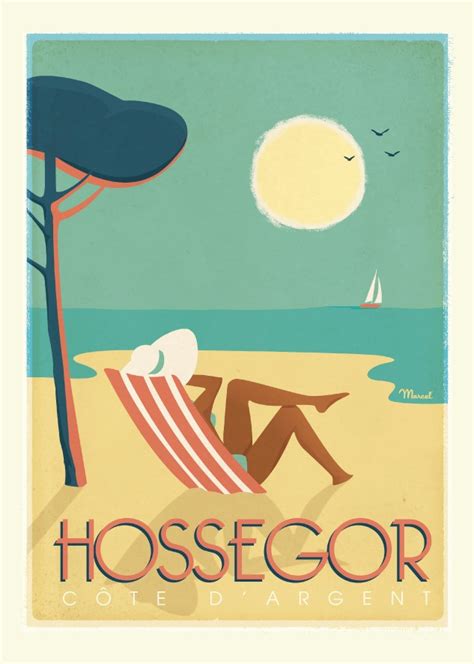 Affiche Marcel Hossegor la Côte dArgent 50 x 70 L Imagier