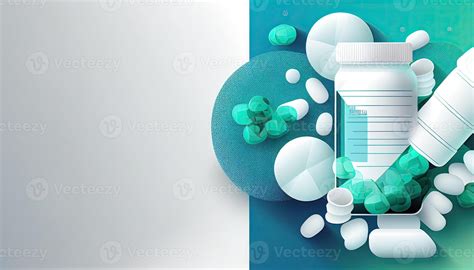 Pharmacology And Pharmaceuticals Healthcare Background With Copy Space