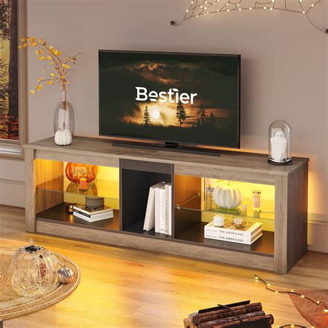 Bestier Entertainment Center LED Gaming TV Stand for 55+ Inch TV ...