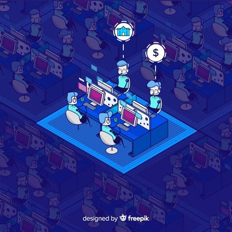 Free Vector Isometric Design Of Call Center