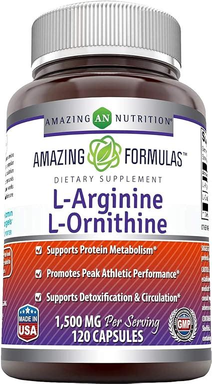 Amazing Formulas L Arginina L Ornitina 1500 mg por porción suplemento