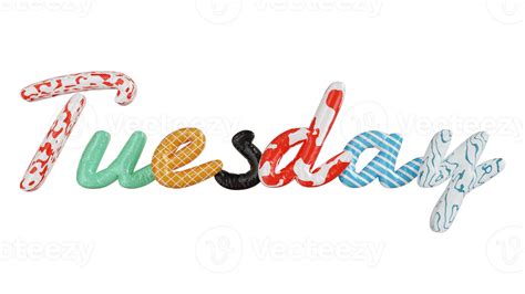 Tuesday Colorfull 3d Text 12896204 Png