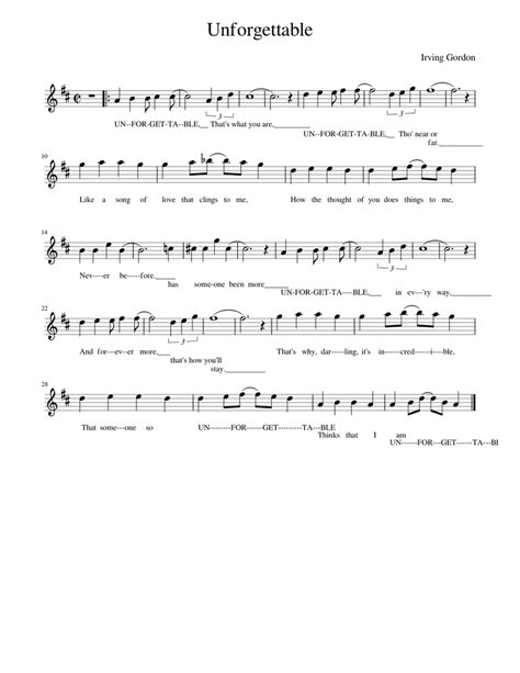 Unforgettable Sheet Music For French Horn Solo