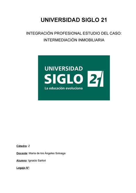 Trabajo Practico 1 Integracion Profesional UNIVERSIDAD SIGLO 21