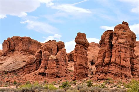 Rock Pinnacles Along The Great Wall In Arches National Park Utah