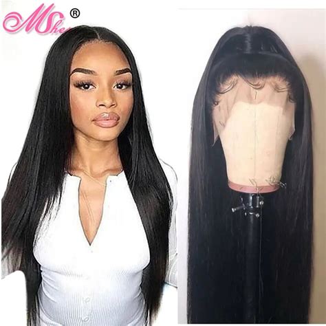 13x4 Mshere Long Straight Lace Front Human Hair Wigs Pre Plucked With