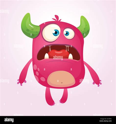 Cartoon Pink Monster Monster Troll Illustration With Surprised