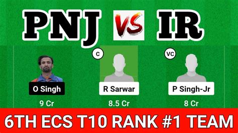 Pnj Vs Ir Dream Prediction Ir Vs Pnj Dream Punjab Cc Vs Indian R