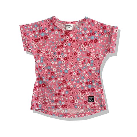 Camiseta Manguinha Dobrada Algod O Mini Floral Rosa P Lib Lebuu