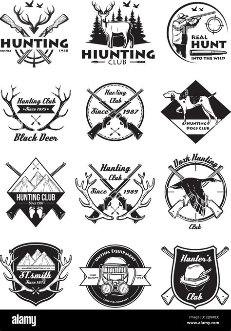 Outdoor Hunting Logo Set Outdoor Adventure Set Stock Vector Image