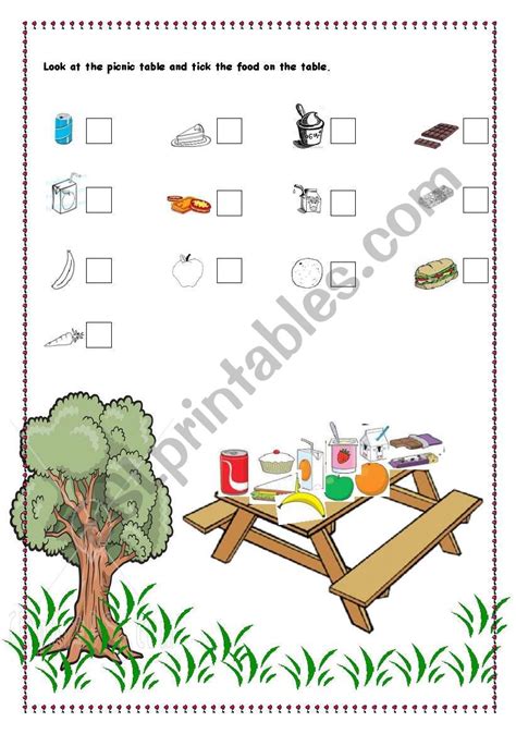 Foods On The Picnic Table ESL Worksheet By Elaa