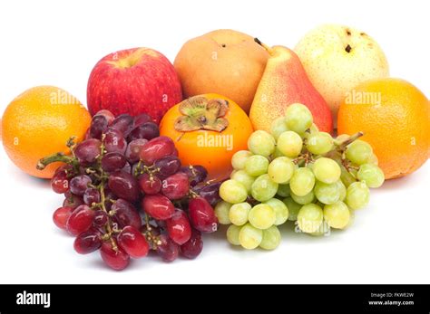 Various Fresh Fruits Isolated On White Background Stock Photo Alamy