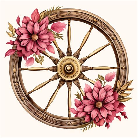 Premium Ai Image Beautiful Pink Wagon Wheel Clipart Illustration