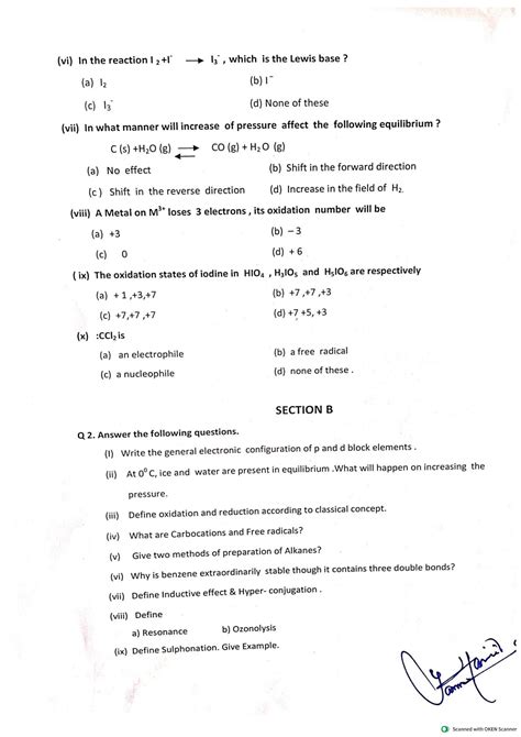 Jkbose Class Chemistry Model Question Paper Indcareer Docs