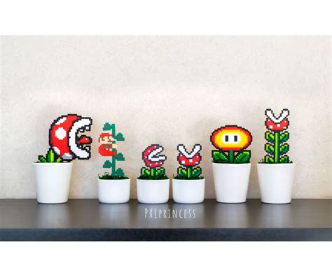 Pixel Plant In A Pot Potted Plant Perler Super Mario Gamer Hama