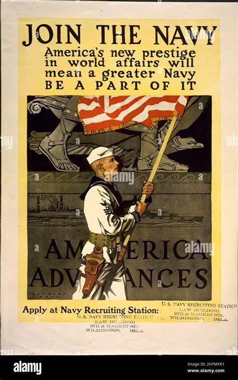 Enlist Poster - U.S World War One Propaganda - 1919 - 02 Stock Photo ...