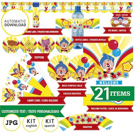 Plim Plim Printable Kit Of Clown Plim Plim 21 Pieces Etsy