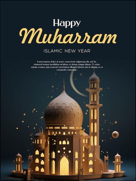 Cartel Feliz Muharram Con Fondo De Mezquita Vector Premium