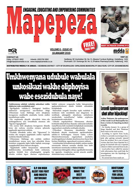 Emapepeza Issue 2 18012018 By Mapepeza Newspaper Issuu