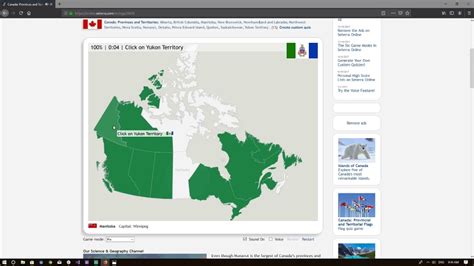 Seterra Map Quiz Canada Provinces And Territories 100 Pin 009