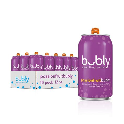 Bubly Passion Fruit Flavored Sparkling Water 12 Oz 18 Pack Cans