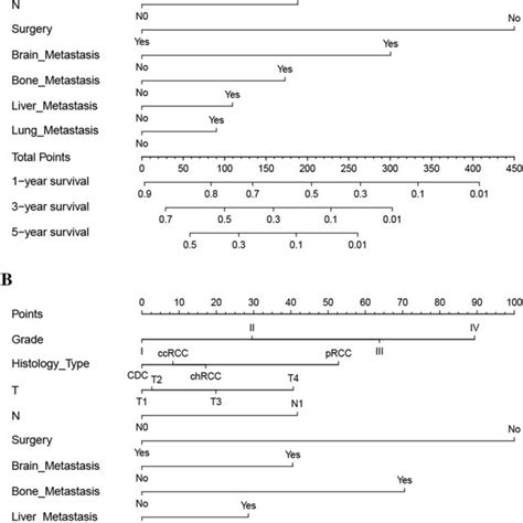 Nomogram For Predicting 1 3 And 5 Year OS A And CSS B For MRCC