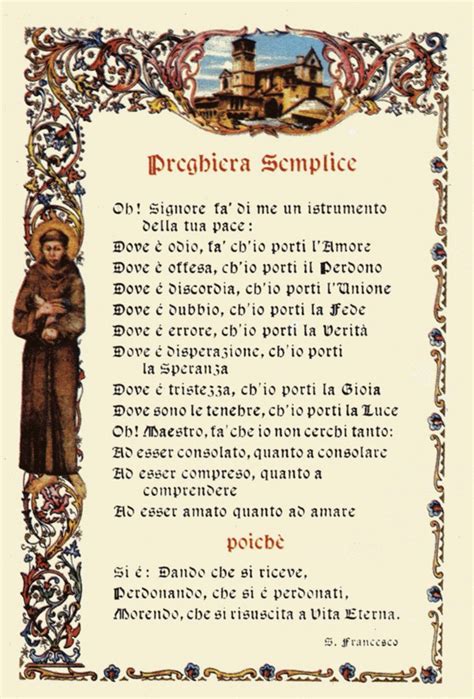 Preghiera Semplice Attribuita A San Francesco D Assisi