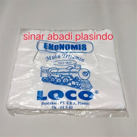 Jual Plastik Loco Ekonomis Putih Susu Uk 24x40 Kantong Kresek Putih