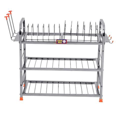 Decoration World Stainless Steel Kitchen Rack Dish Organizer Stand