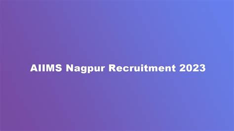 AIIMS Nagpur Recruitment 2023 Apply Online For 73 Senior Resident