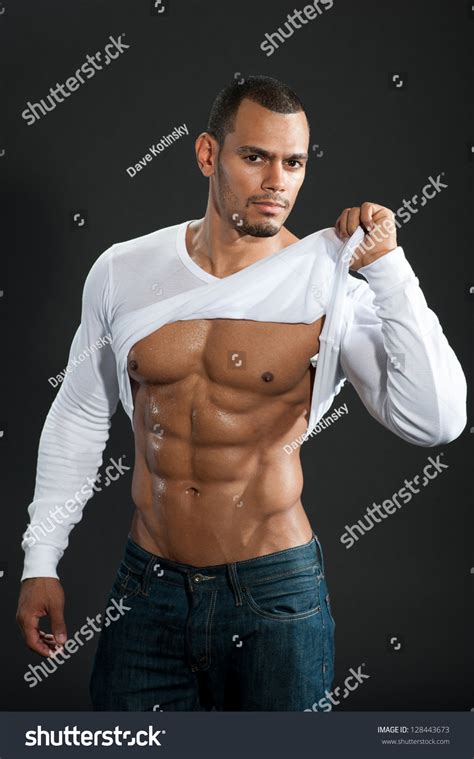 Male Fitness Model Show Ripped Six Pack Abs Stock Photo 128443673 : Shutterstock