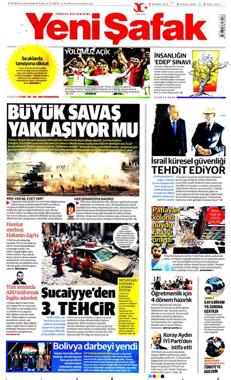 Yeni Afak Gazetesi Haziran Cuma G N Man Eti