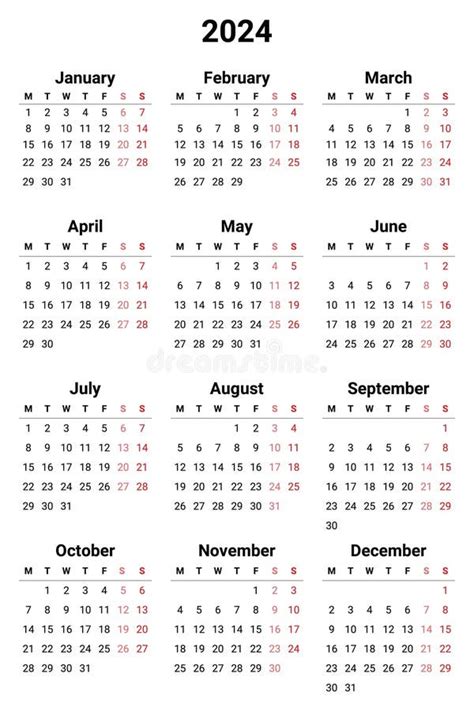 English Calendar For 2023 Week Starts On Sunday Stock Vector