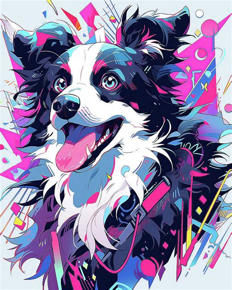 Pop Art Anime Border Collie Dog 005 - Victoria Sasuke Painting by ...