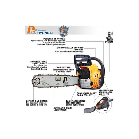 P Petrol Chainsaw With Cc Hyundai Engine Bar Easy Start