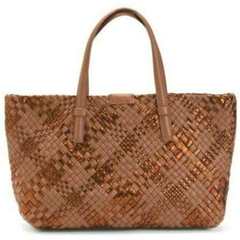 Falor Bags Falor Large Tote Brown Cuoio Metallic Handmade In Italy