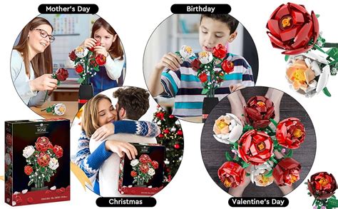 Educiro Flowers Bouquet Building Decoration Set Pcs Christmas