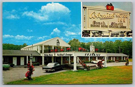 Colonial Motor Inn Birds Eye View Old Cars Main Entrance Johnston RI