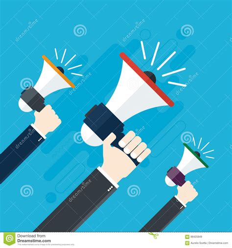 Hands Holding A Megaphones Stock Vector Illustration Of Loudspeaker